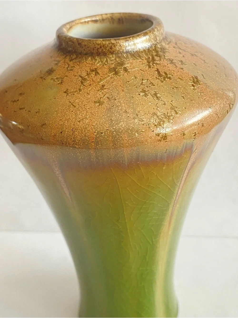 Vtg Hosley Art Pottery 3-piece Decorative Vase Set Glossy Earth Tone Drip Glaze